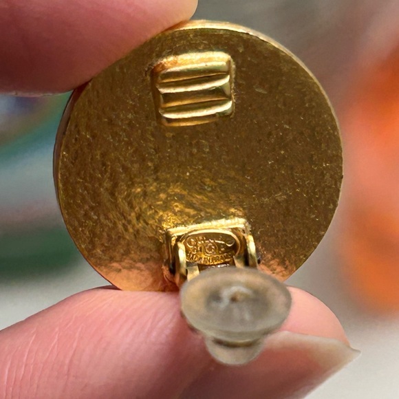 Chanel Gold & Red Enamel Earrings - Picture 6 of 7